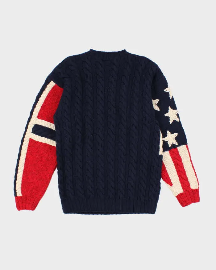 90s Vintage Men's Navy Tommy Hilfiger USA Knit Sweater - M sold by Rokit product image thumbnail 2