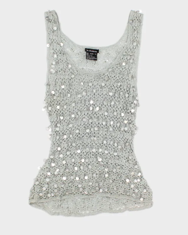 Vintage 90s Le Chateau Green Sequined Top - M sold by Rokit