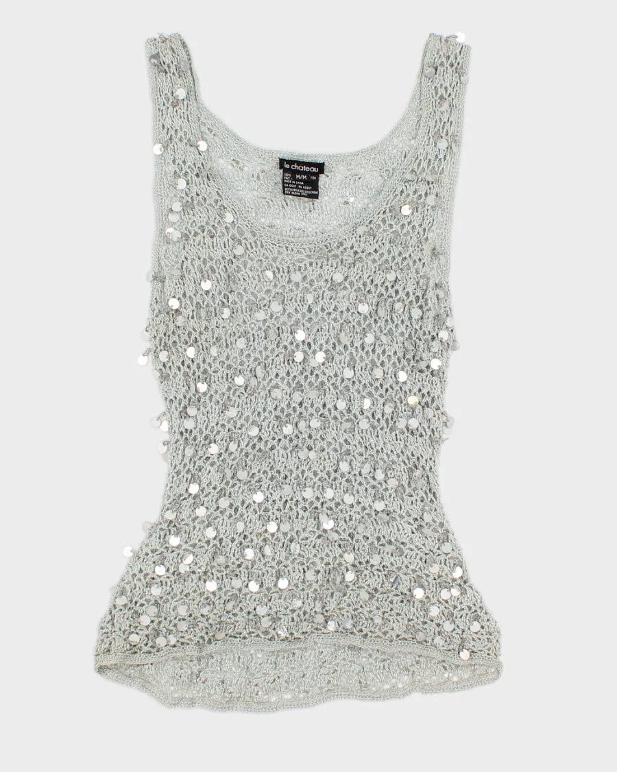 Vintage 90s Le Chateau Green Sequined Top - M sold by Rokit