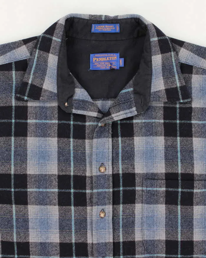 60s Vintage Mens Blue Pendleton Flannel Shirt - L sold by Rokit product image thumbnail 3