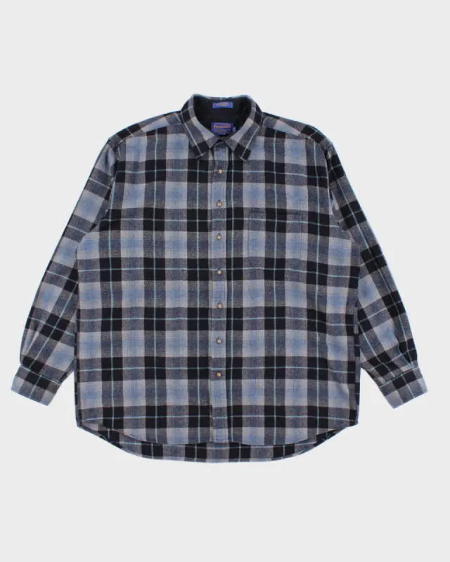 60s Vintage Mens Blue Pendleton Flannel Shirt - L sold by Rokit