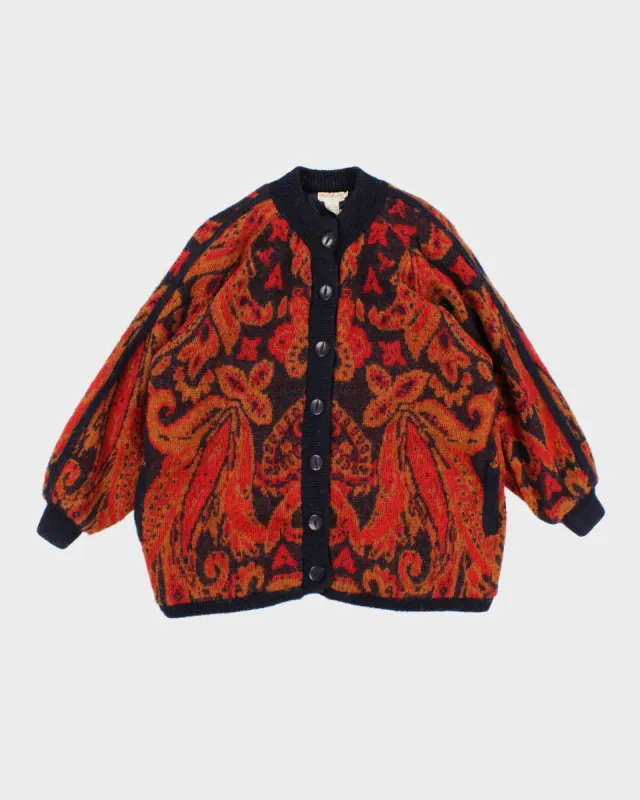 Vintage White Stag Wool Blend Cardigan - L sold by Rokit