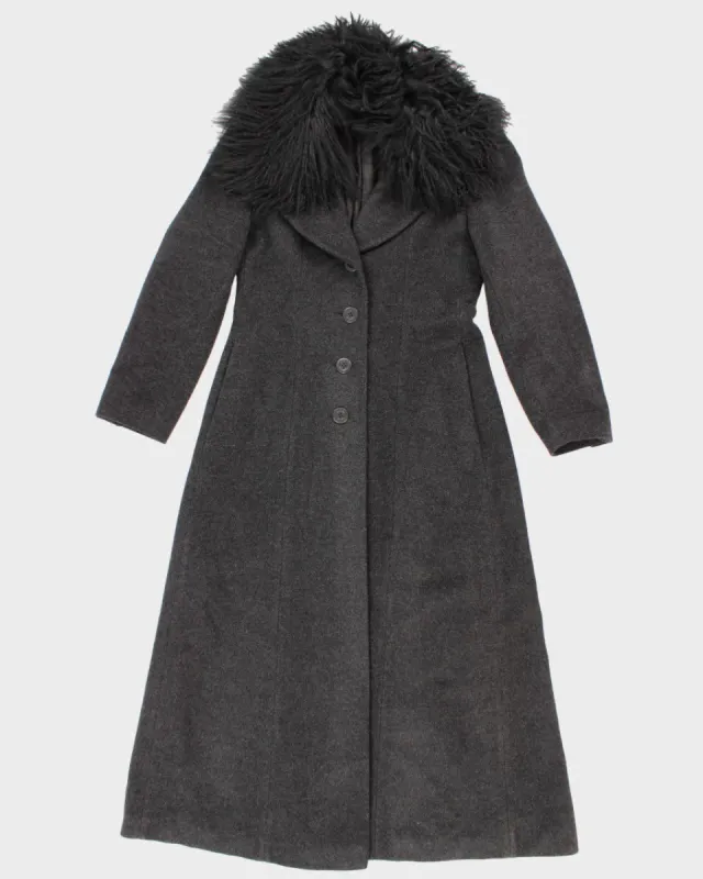 Vintage Wool Blend Elegant Fluffy Collared Coat - M sold by Rokit