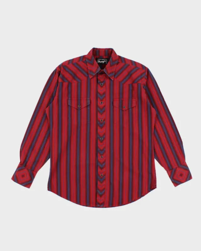 Vintage Men's Red Striped Wrangler Western Shirt - M sold by Rokit