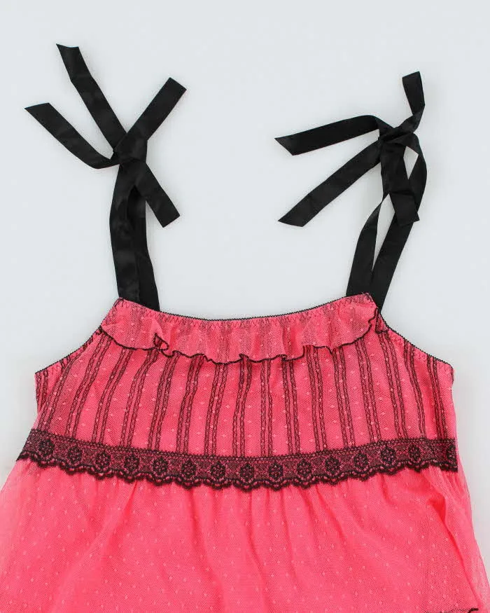 Vintage Y2k 00s Pink Mesh Lace Top - M sold by Rokit product image thumbnail 3