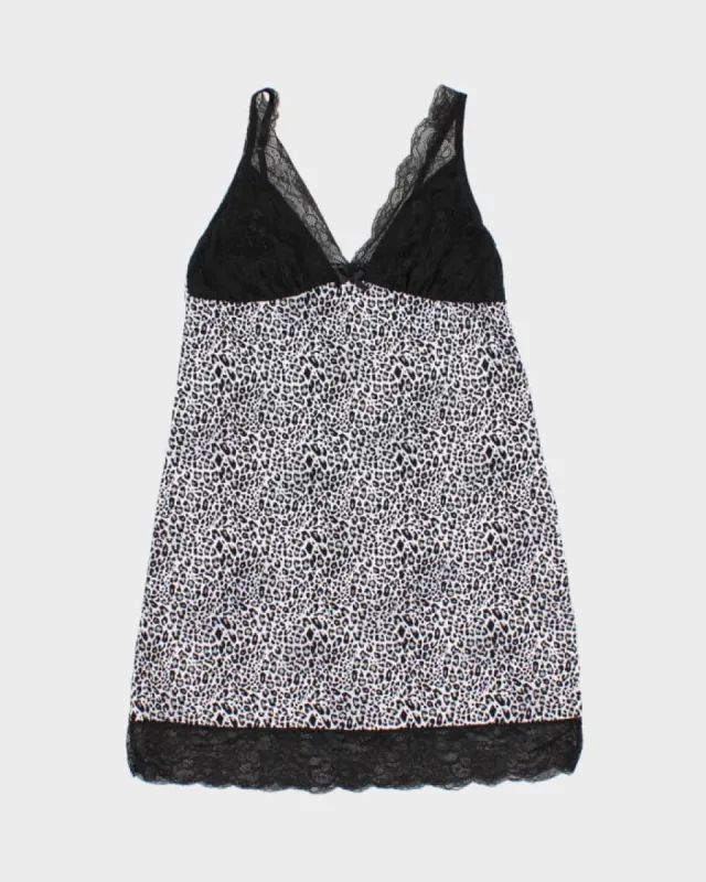 Y2K 00s Cheetah Print Laced Slip Dress - S sold by Rokit