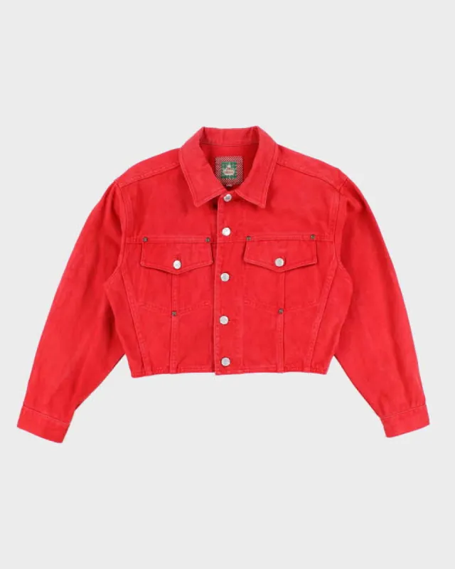 Vintage 80s/90s Lee Autumn Red Cropped Denim Jacket - M sold by Rokit