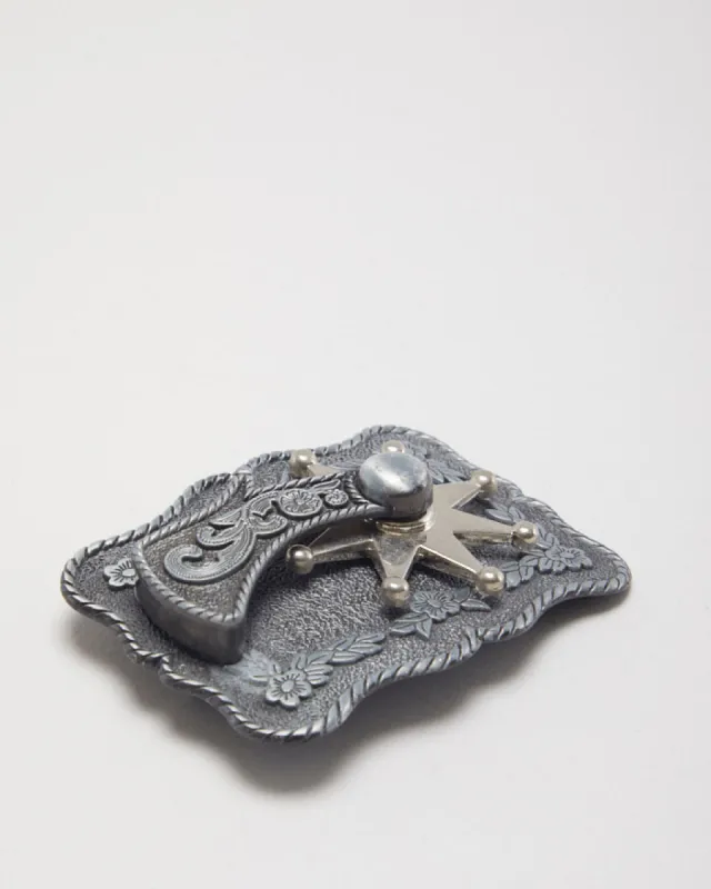 Vintage Western Spur Spinning Belt Buckle sold by Rokit