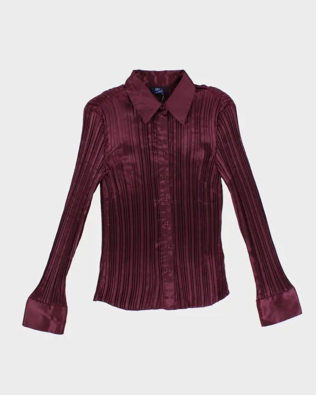 Vintage Purple Pleated Texture Blouse - M sold by Rokit