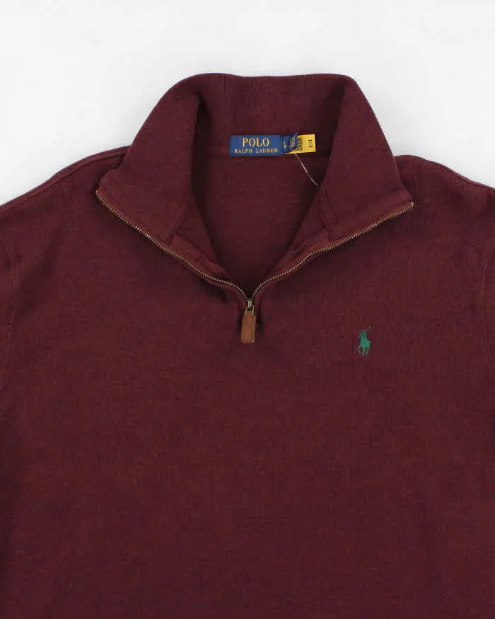 Womens Burgundy Ralph Lauren Quarter Zip Sweatshirt - L sold by Rokit product image thumbnail 3