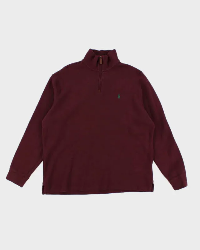 Womens Burgundy Ralph Lauren Quarter Zip Sweatshirt - L made by Ralph Lauren