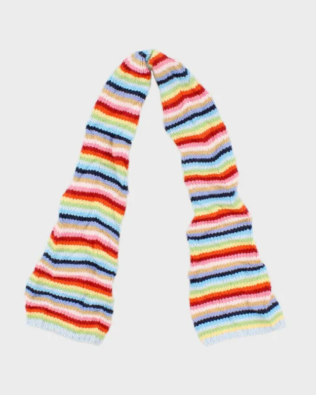 Vintage Rainbow Striped Knit Skinny Scarf sold by Rokit