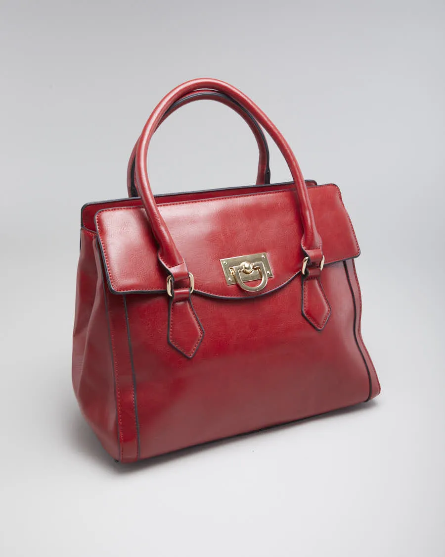 Vintage Women's Red Leather Handbag sold by Rokit