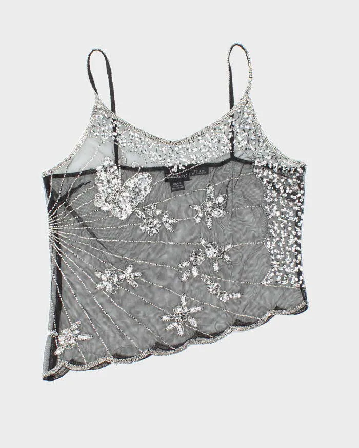 Woman's Black Beaded Mesh Camisole - L sold by Rokit