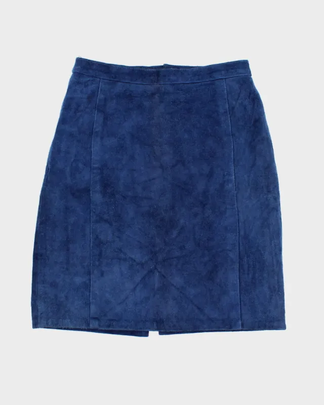 80's Leather Royal Blue Pencil Skirt - W28 sold by Rokit