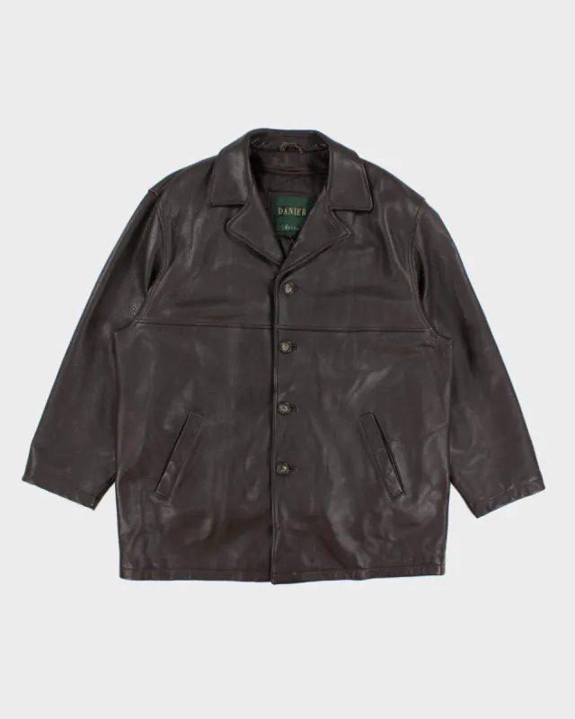 Vintage Men's Danier Brown Long Leather coat - XL sold by Rokit
