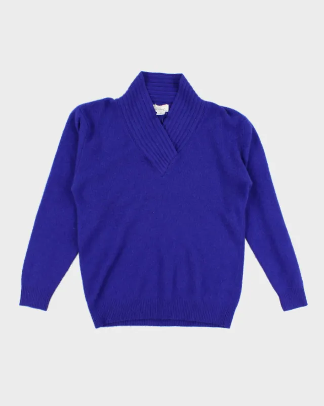 Vintage Lambswool Royal Blue V-Neck - S sold by Rokit