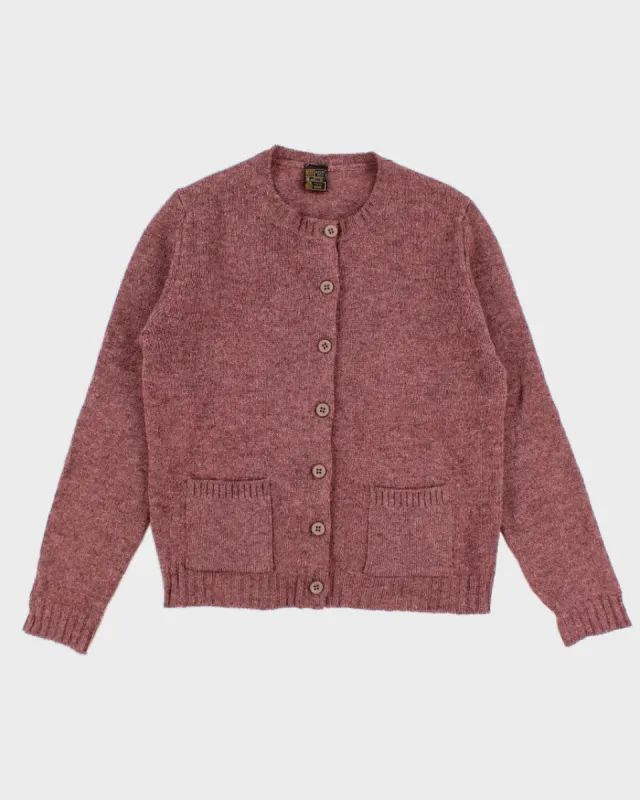 Womens Vintage Pure Wool Mauve Knit Scottish Cardigan - M sold by Rokit