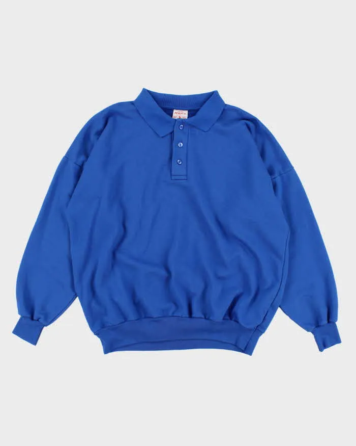 Mens 1980s Blue Collared Sweatshirt - L sold by Rokit
