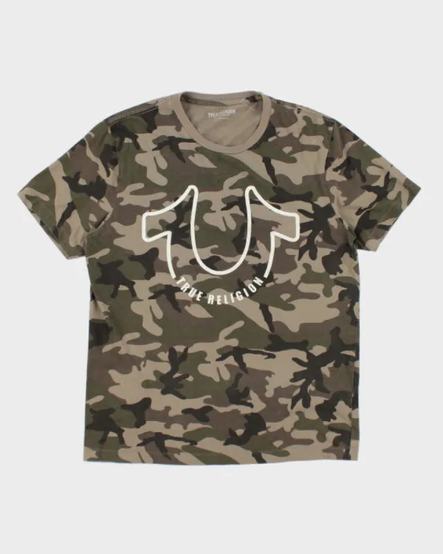 Vintage Y2K True Religion Camouflage T-Shirt - L sold by Rokit