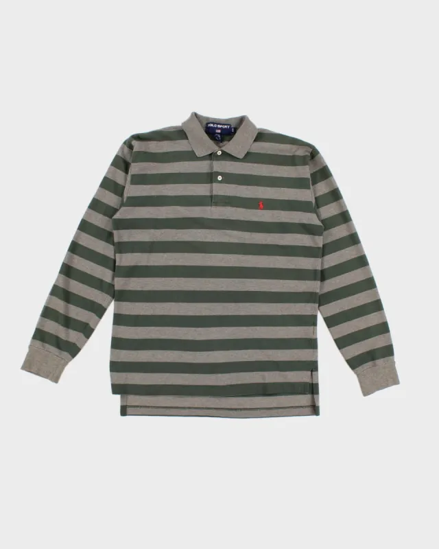 Vintage 90s Polo Sport Ralph Lauren Striped Long Sleeve Polo - M sold by Rokit