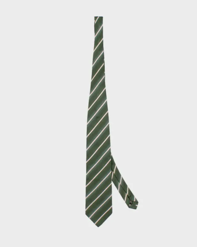 Vintage Pierre Cardin Green Stripped Silk Tie sold by Rokit