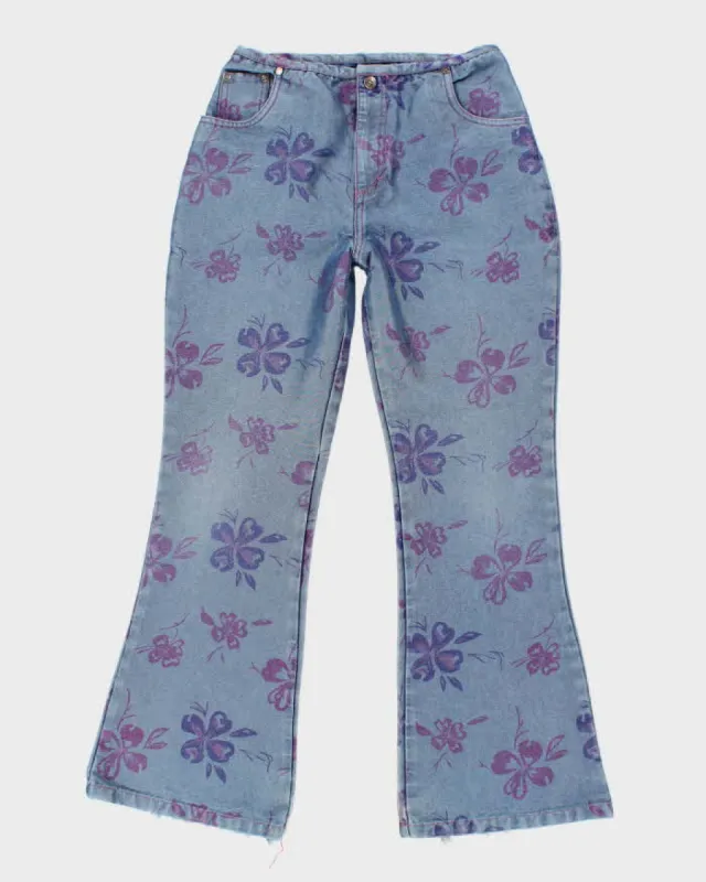 Vintage Y2K Women's Butterfly Printed Flare Jeans - W26 L27 sold by Rokit
