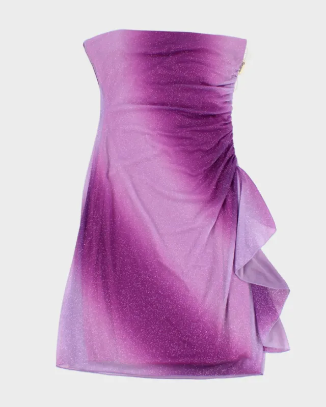Vintage Mesh Glam Sparkling Purple Strapless Midi Dress - S sold by Rokit