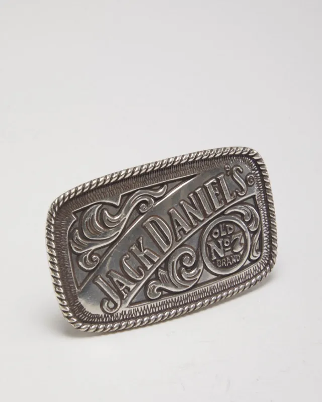 Y2k 00s Jack Daniels Silver Belt Buckle sold by Rokit