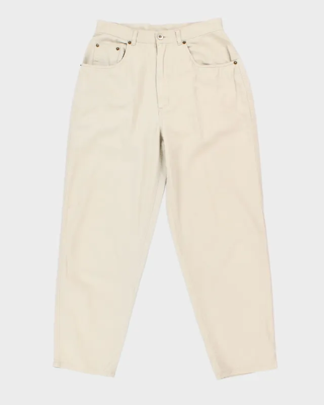 Vintage 90s Cotton Ginny Cream Trousers - W30 L28 sold by Rokit