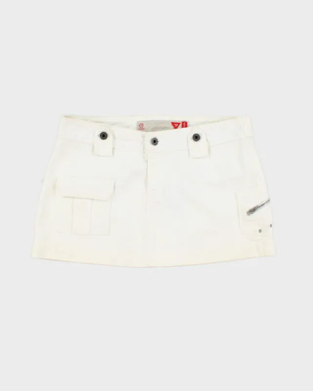 Y2k 00s Guess White Denim Mini Skirt - S sold by Rokit