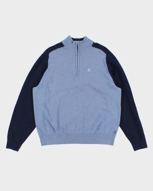 Izod Blue Quarter Zip Knit Jumper - XL sold by Rokit