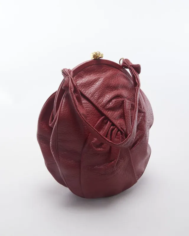 Vintage 60s Red Leather Evening Handbag - O/S sold by Rokit