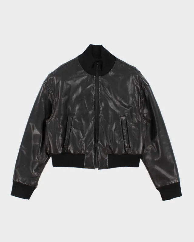 DKNY Leather Bomber Jacket - M made by DKNY
