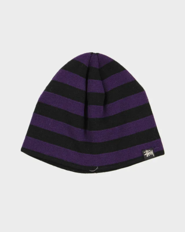 Unisex Black And Purple Striped Stussy Beanie sold by Rokit