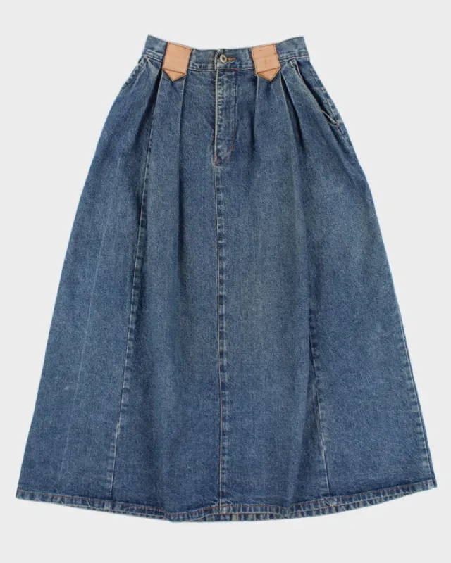 Vintage 80s Hollywood Jeans Denim Maxi Skirt - S sold by Rokit