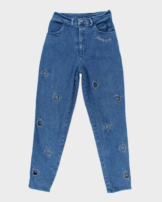 Vintage 90s Bianca Maria Casellie Rhinestone Denim Jeans - W26 L27 sold by Rokit