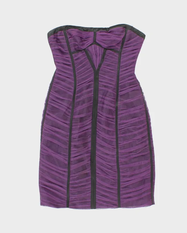 00s BCBG MaxAzria Purple Mesh Ruffled Dress - XS sold by Rokit