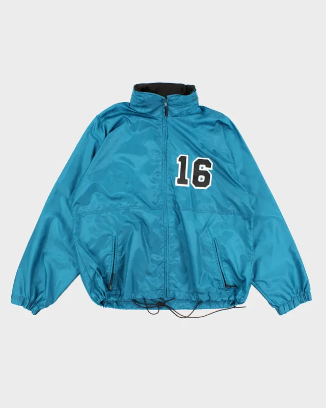 Mens Turquoise Windbreaker Jacket with Hidden Hood - L sold by Rokit