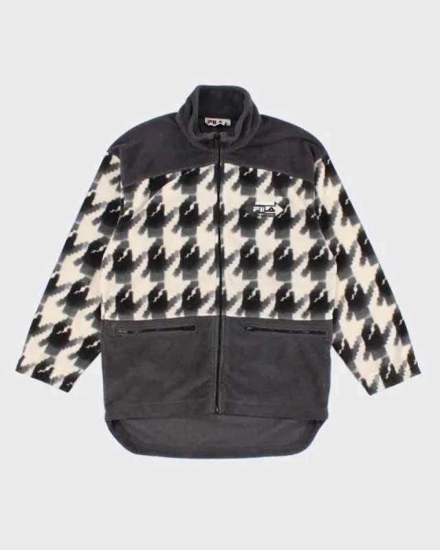 Mens Grey Patterned Fila Zip Up Fleece - S sold by Rokit