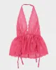 Y2k 00s Victoria's Secret Pink Lace Halter Cami Top - L sold by Rokit