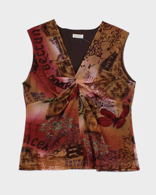 Y2k 00s Bellessa Pattern Top - L made by Rokit