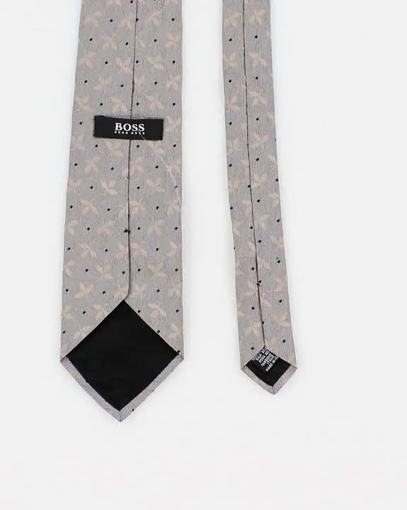 Mens Grey Patterned Boss Silk Tie sold by Rokit product image thumbnail 2