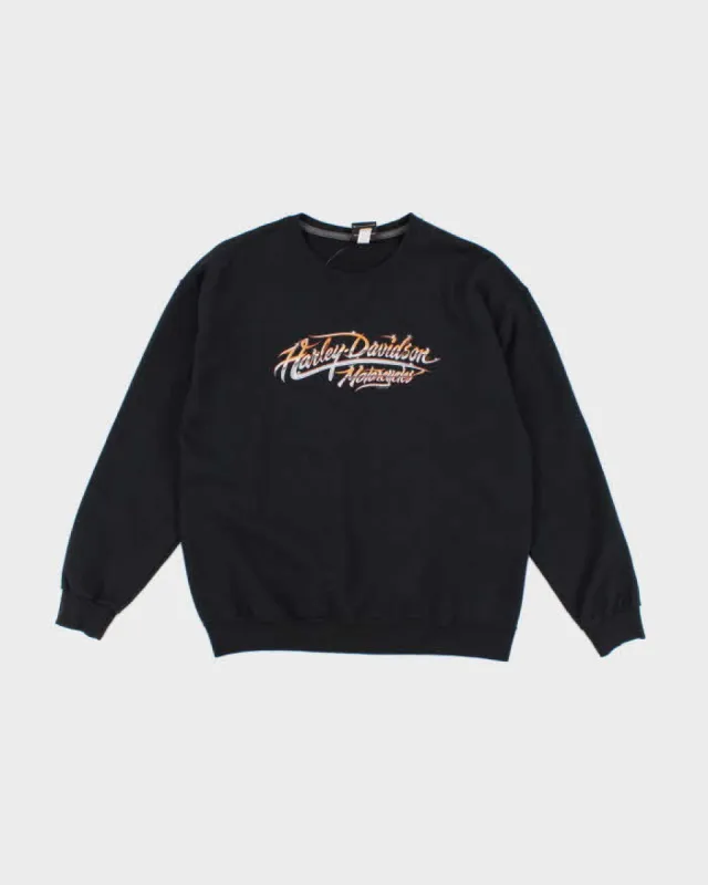 Mens Black Harley Davidson Graphic Sweatshirt - L made by Rokit