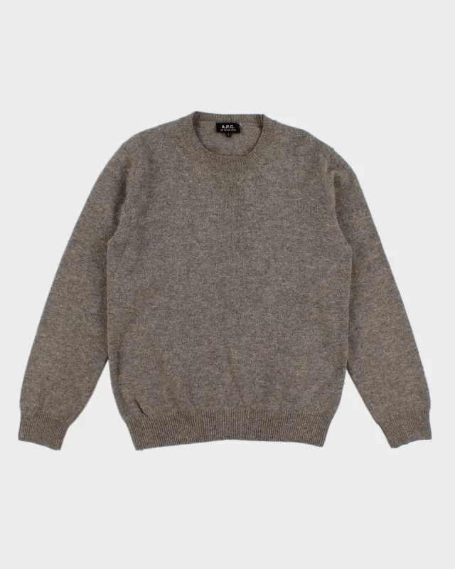 Mens Grey A.P.C Pure Wool Jumper - S made by Rokit