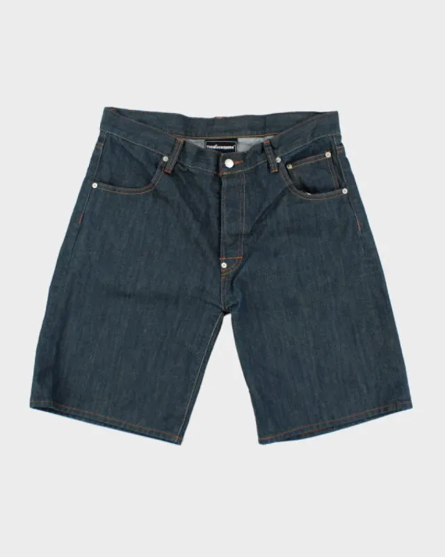 The Hundred Raw Indigo Wash Baggy Denim Shorts - W34 L10 made by Rokit