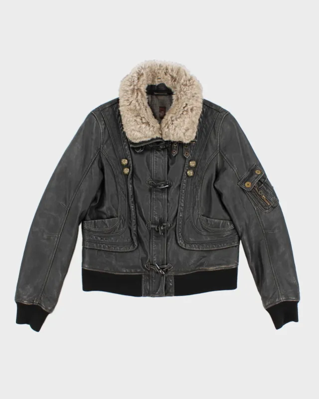 2000's Women's Leather Biker Attitude Jacket - M S sold by Rokit