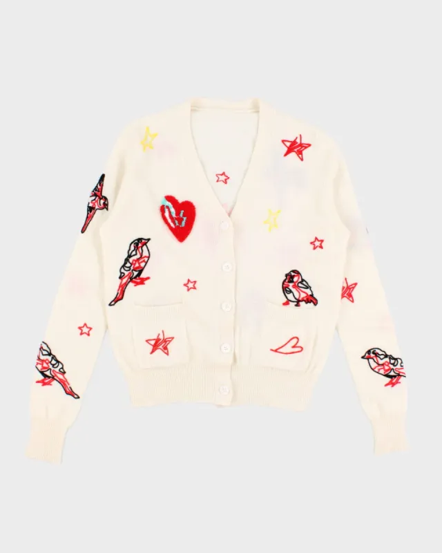 Gorgeous Patched And Stitchwork Soft Knit Cardigan - M sold by Rokit