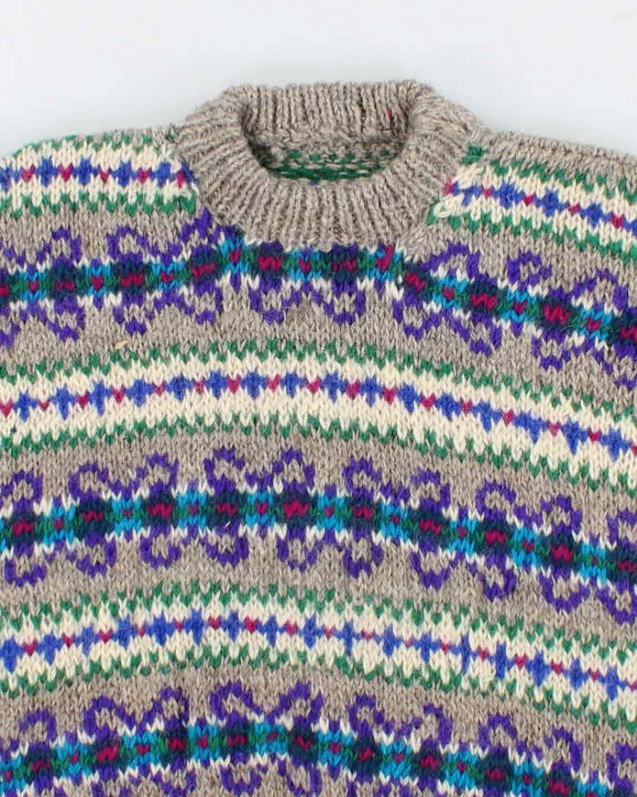 Men's Multi Coloured Patterned Wool Knit Sweater - L sold by Rokit product image thumbnail 3