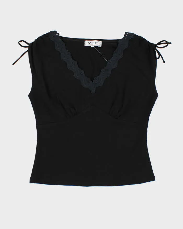 Y2k 00s Black Ruched Detail Top - S sold by Rokit